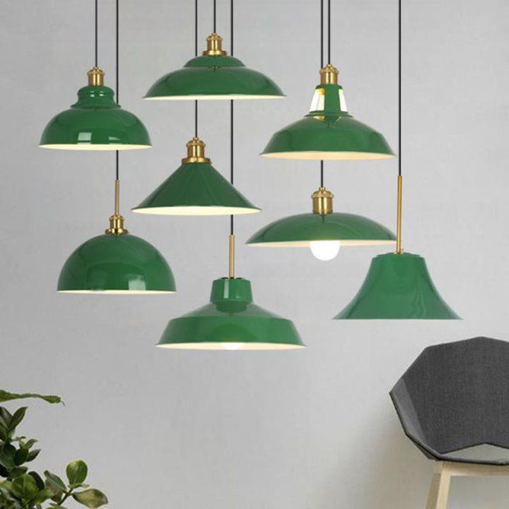 Kalsten | RetroDome Industrial Vintage Pendant Light | Green Iron Dome Design | Single Light | Rustic Ceiling Lighting