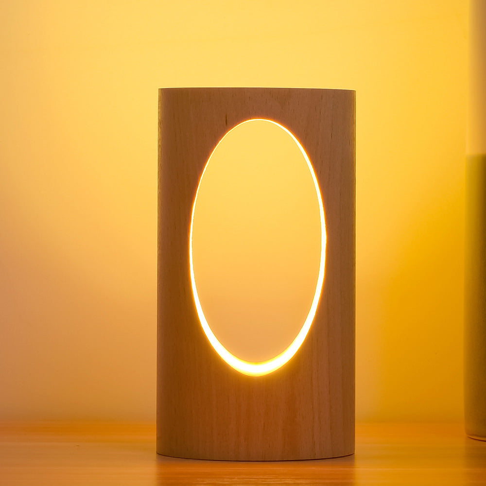 Japanese solid wood rectangular column LED night lamp USB table lamp | Kalsten