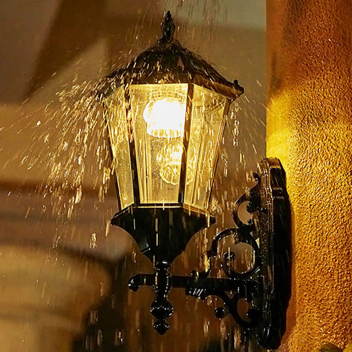 Traditional European Aluminum Glass LED Solar Waterproof Wall Sconce Lamp For Outdoor Patio | Kalsten