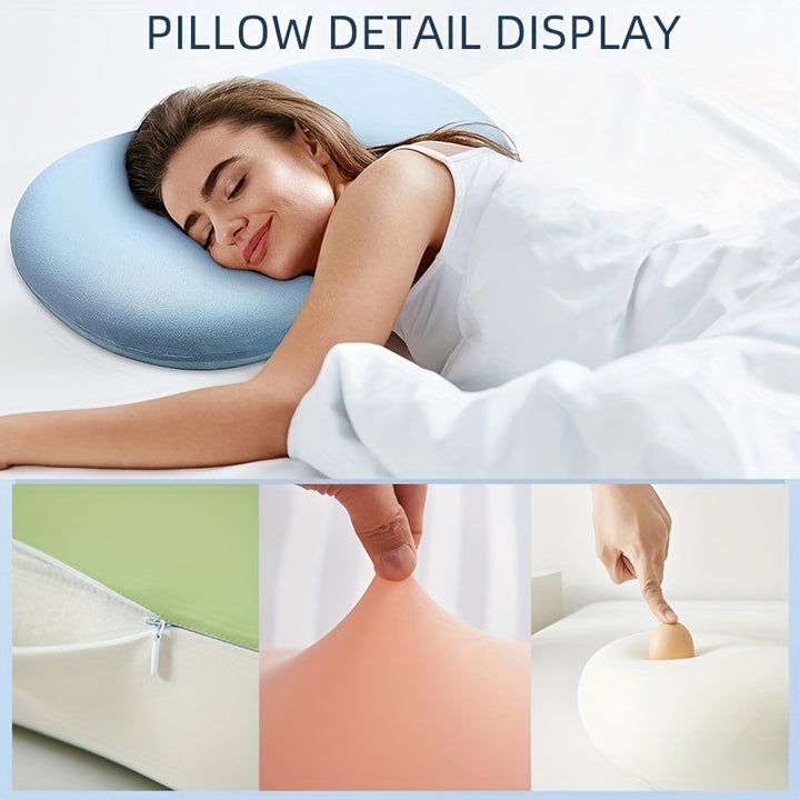 1pc Oval Macaron Pillow Cervical Memory Foam Pillow, Cooling Bed Pillow For Sleeping - Neck Pillows For Pain Relief Sleeping, Contour Support Ergonomic Pillow For Side Back Stomach Sleepers Using High And Low Partition | Kalsten