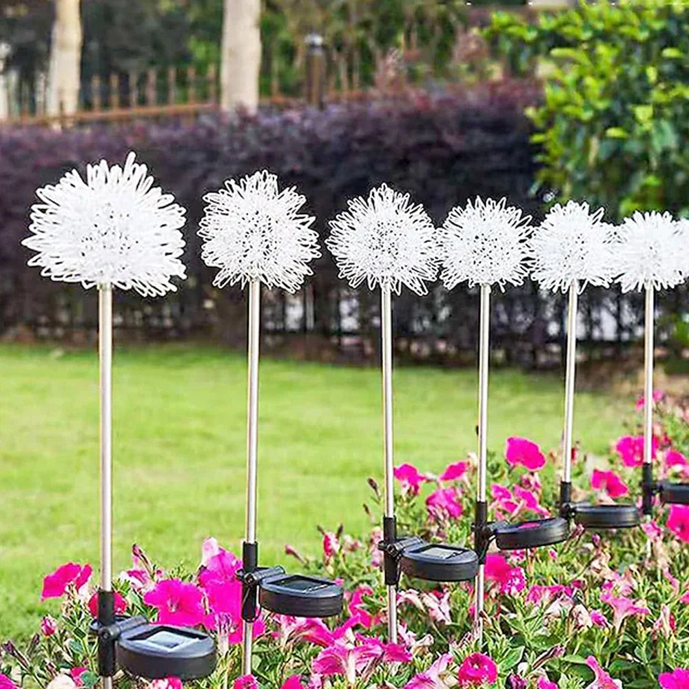 Solar LED Garden Light (2 pieces) Dandelion Design with Spike | Kalsten