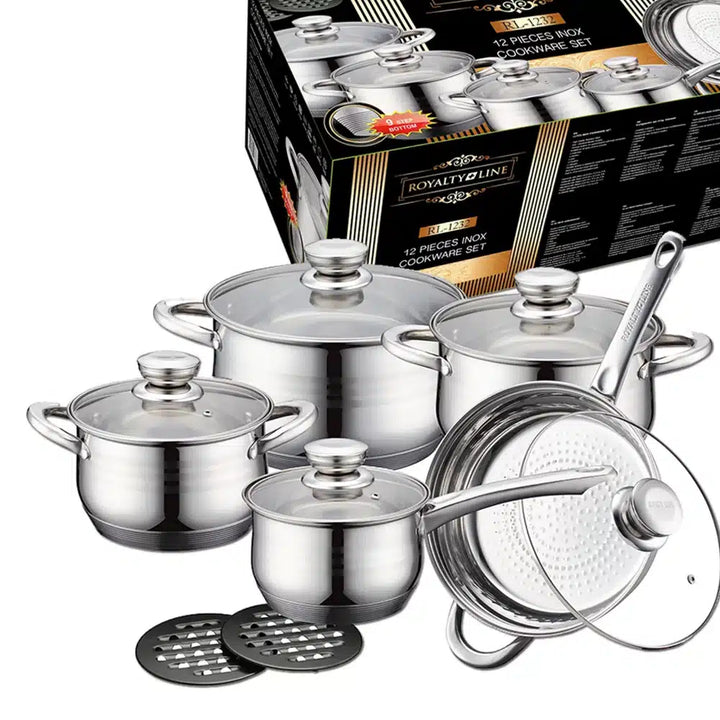Royalty Line Cookware Set made of Stainless Steel (12 Pieces) | Kalsten