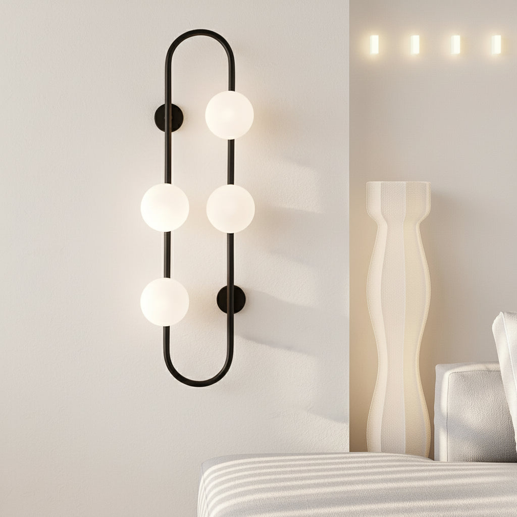 LED Wall Sconce Light – Modern 4-Ball Glass Bubble Postmodern (62x24cm / 24.4x9.4in) | Kalsten