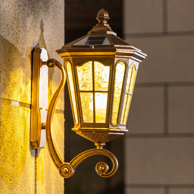 European Solar Outdoor Lantern Aluminum Glass Waterproof 1-Light Wall Sconce Lamp | Kalsten