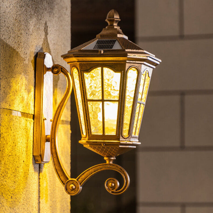 European Solar Outdoor Lantern Aluminum Glass Waterproof 1-Light Wall Sconce Lamp | Kalsten