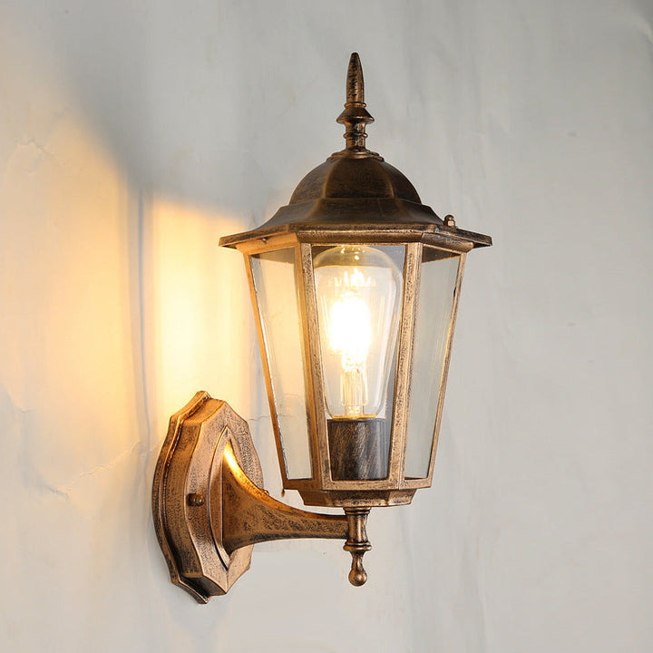 Contemporary Industrial Hexagonal Aluminum Frame Frosted Glass 1-Light Outdoor Wall Sconce Lamp For Garden | Kalsten