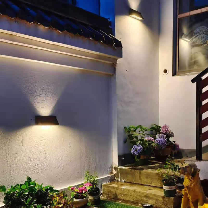 Outdoor Solar Waterproof Rectangular Slant LED Patio Wall Sconce Lamp | Kalsten