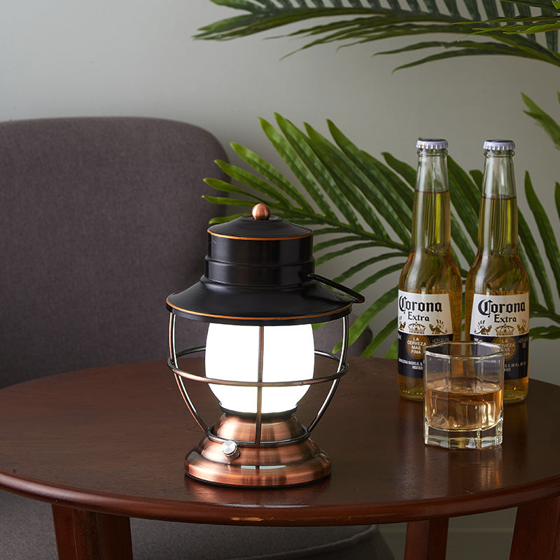 Traditional Farmhouse Waterproof Rechargeable Iron Acrylic Cylinder LED Table Lamp For Entertainment Room | Kalsten