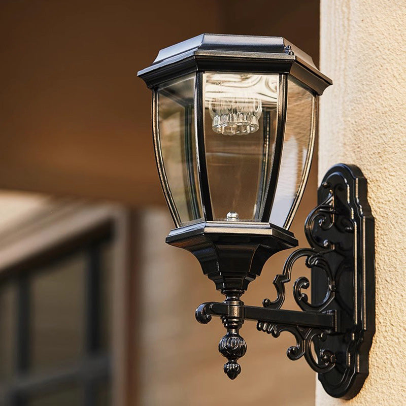 Traditional European Aluminum Glass LED Solar Waterproof Wall Sconce Lamp For Outdoor Patio | Kalsten