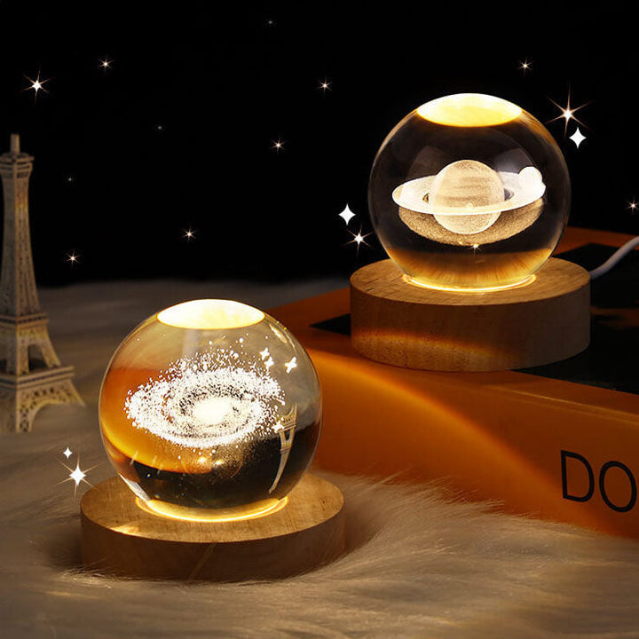 Creative Decorative Star System Crystal Ball USB LED Night Light Table Lamp | Kalsten