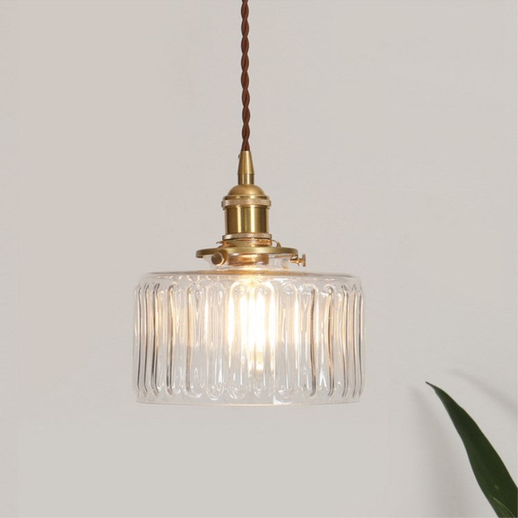 Pendant Light Glass Copper 6 in Clear Modern Hallway Living Room Bedroom LED Incandescent Fluorescent Hardwired Fixture | Kalsten