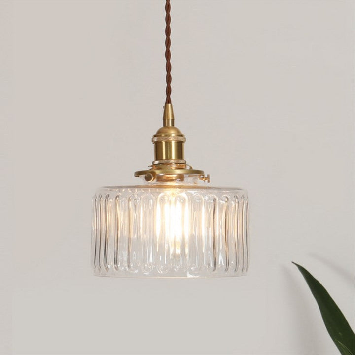 Pendant Light Glass Copper 6 in Clear Modern Hallway Living Room Bedroom LED Incandescent Fluorescent Hardwired Fixture | Kalsten