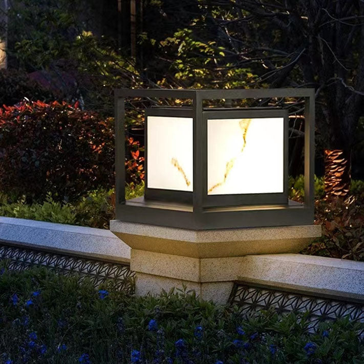 Modern Solar Square Chinese Outdoor Column Head Light LED Lawn Landscape Light | Kalsten