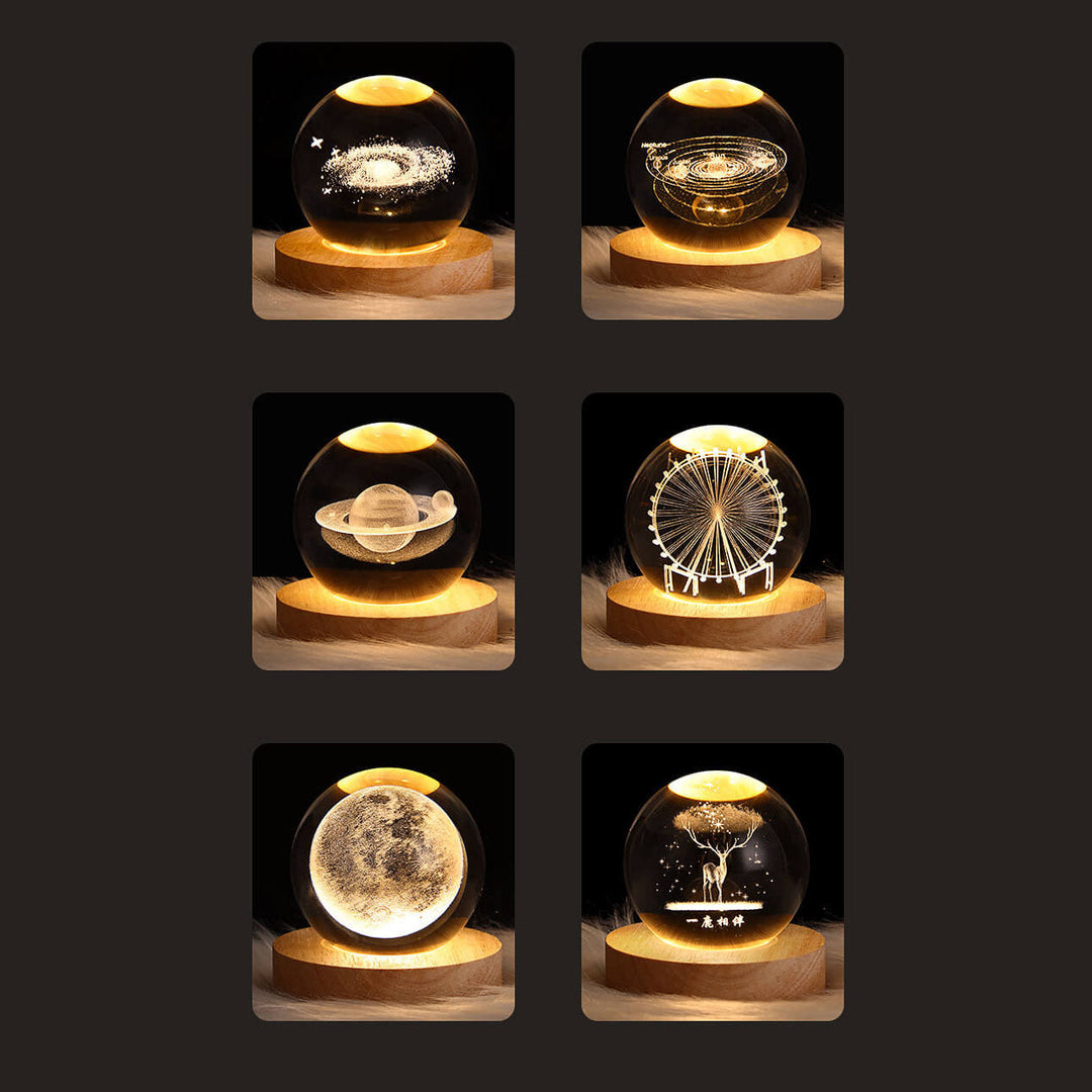 Creative Decorative Star System Crystal Ball USB LED Night Light Table Lamp | Kalsten