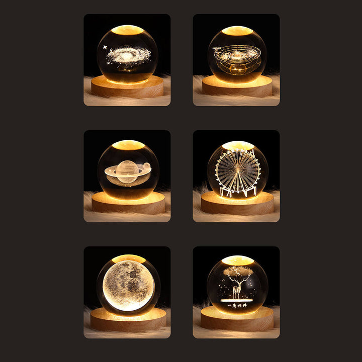 Creative Decorative Star System Crystal Ball USB LED Night Light Table Lamp | Kalsten