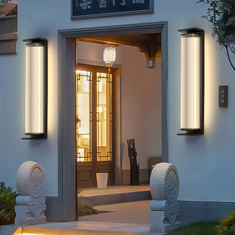 Modern Minimalist Waterproof Rectangular Stainless Steel Acrylic LED Wall Sconce Lamp For Outdoor Patio | Kalsten