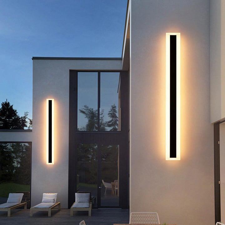 Modern Minimalist Long Rectangular Aluminum Acrylic LED Wall Sconce Lamp For Garden | Kalsten