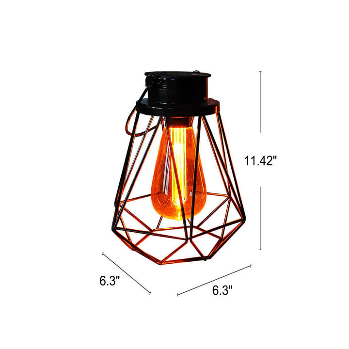 Solar Retro Iron Lantern Geometry LED Decorative Outdoor Landscape Light | Kalsten