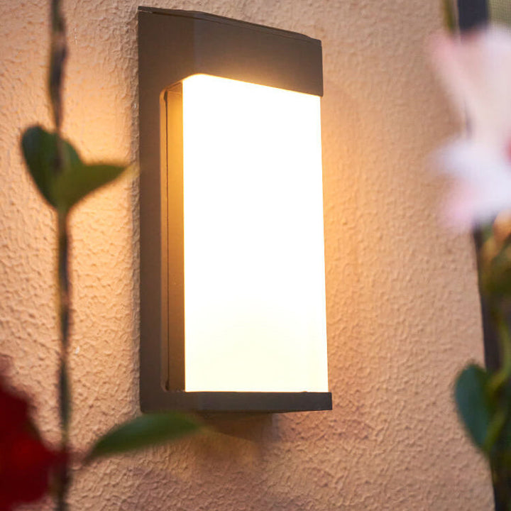 Solar Square Frosted Glass Waterproof Outdoor LED Wall Sconce Lamp | Kalsten