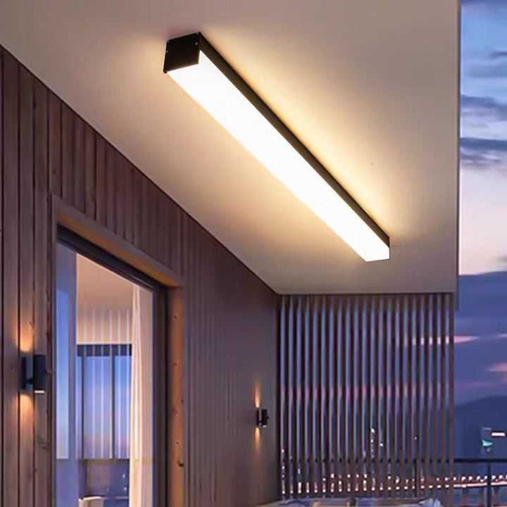 Modern Minimalist Long Rectangle Aluminum PC LED Flush Mount Ceiling Light For Outdoor Patio | Kalsten