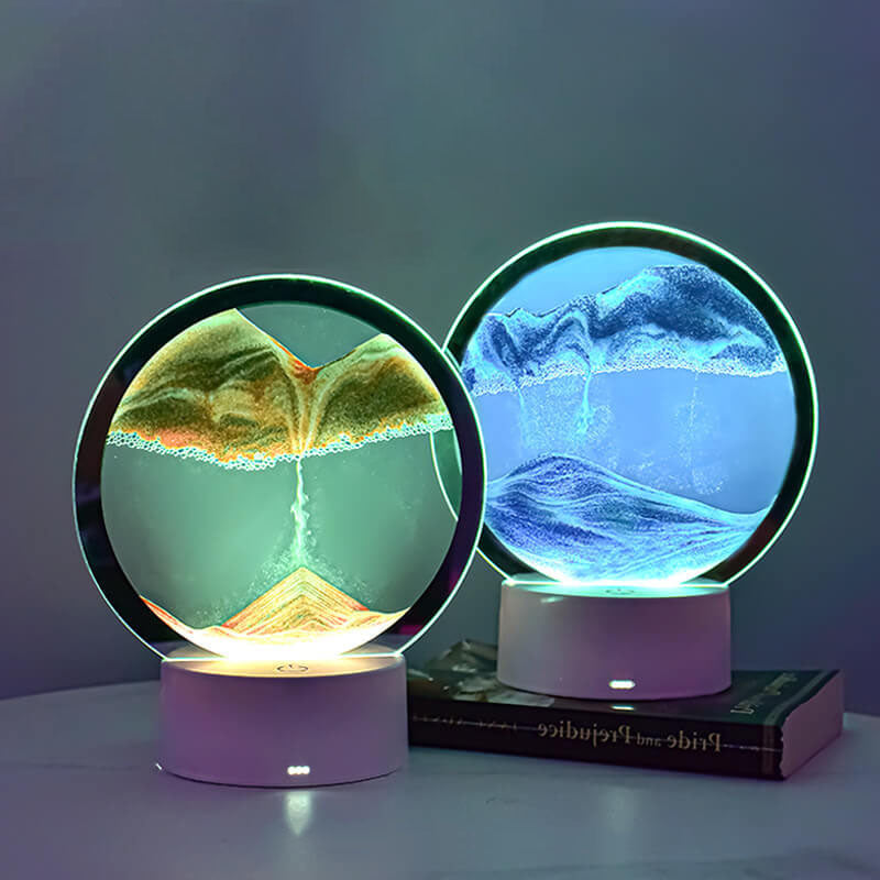 Creative Round Hourglass Quicksand 3D LED Night Light Table Lamp | Kalsten