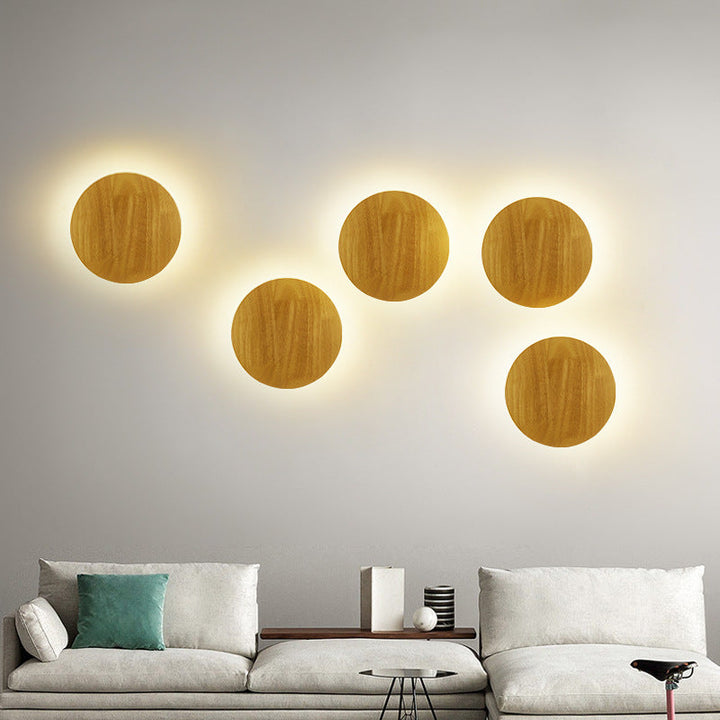 Modern Minimalist Round Irregular Oval Wood LED Wall Light Lamp for Living Room | Kalsten