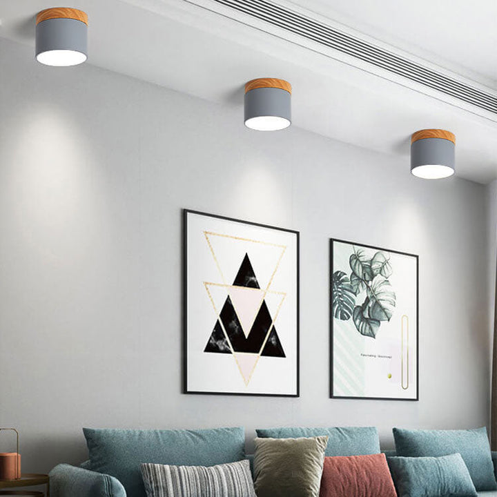 Flush Mount Ceiling Light Iron Solid Wood PVC 3.94 in Modern Hallway Living Room Bedroom 7W 700lm LED Adjustable Color Temperature White Black Pink Blue Green Gray Gold | Kalsten