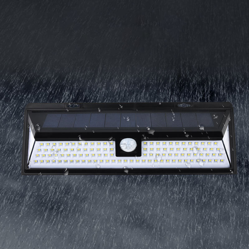 Modern Black Rectangular Human Sensor Solar Waterproof Outdoor Garden LED Wall Light | Kalsten