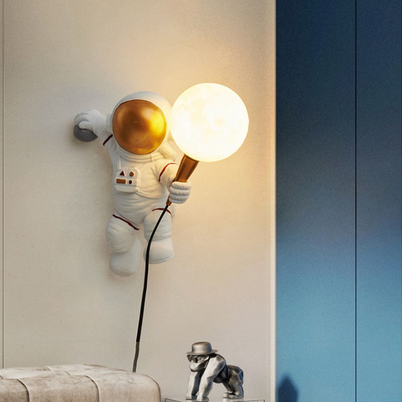 Skanto | Modern Creative Cartoon Astronaut Resin ABS 1-Light Wall Lamp for Bedroom