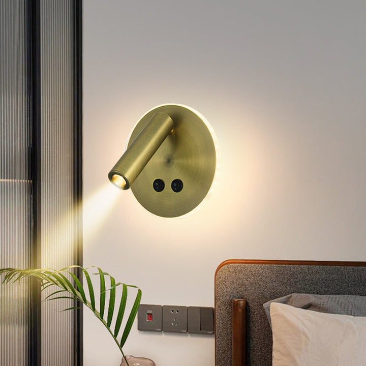 Modern Minimalistic Rectangular Round Iron Aluminum LED Wall Lamp For Bedroom | Kalsten