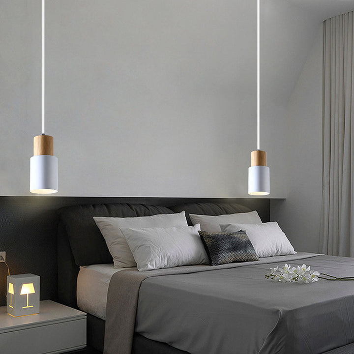Modern Wood & Black Pendant Lamp Kalsten