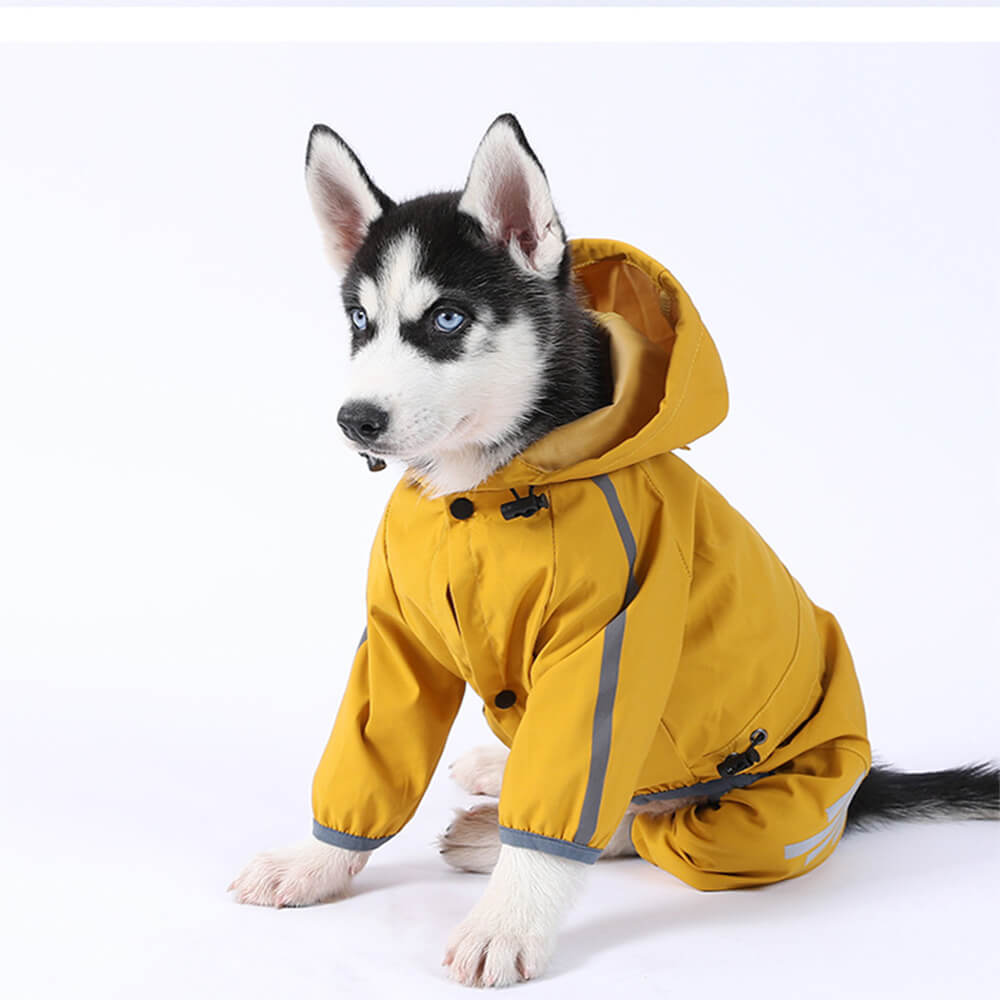 Skanto | Stylish Waterproof Adjustable Reflective Stripe Dog Raincoat with Hood