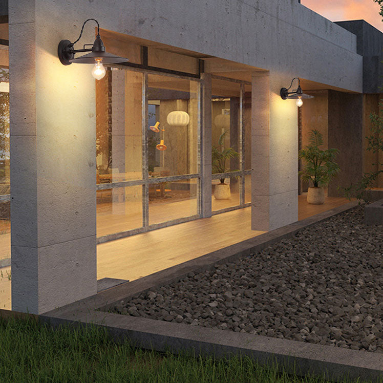 Contemporary Industrial Waterproof Metal Plate Bowl 1-Light Wall Sconce Lamp For Outdoor Patio | Kalsten