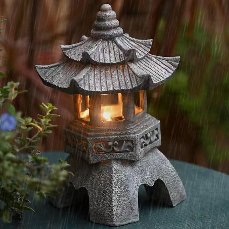 Retro Decorative Solar Tower Resin LED Outdoor Landscape Lighting | Kalsten