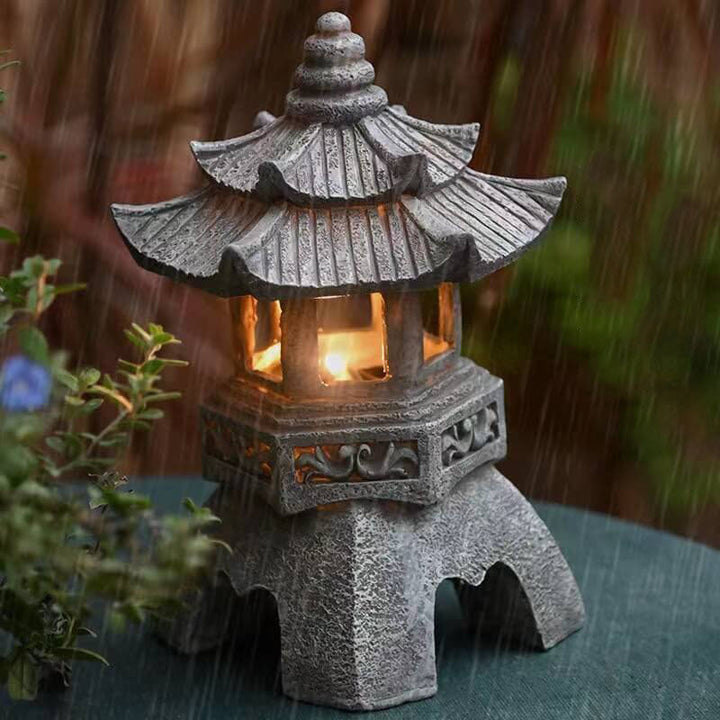 Retro Decorative Solar Tower Resin LED Outdoor Landscape Lighting | Kalsten