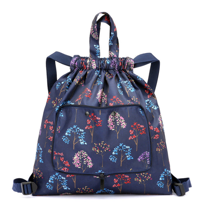 Foldable Printed Nylon Backpack with Drawstring | Kalsten