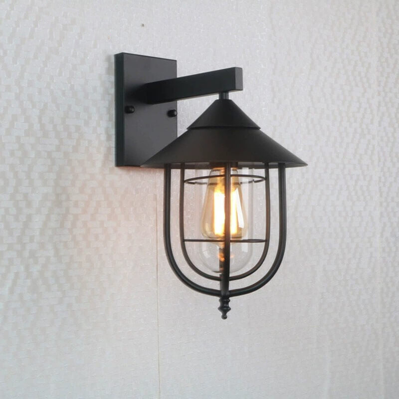 Vintage Industrial Iron Lantern Indoor Outdoor 1-Light Wall Sconce Lamp | Kalsten