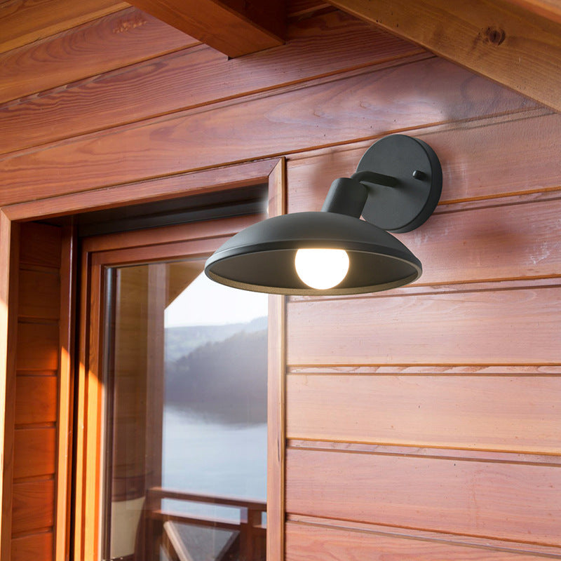 Modern Minimalist Waterproof Round Iron 1-Light Wall Sconce Lamp For Outdoor Patio | Kalsten