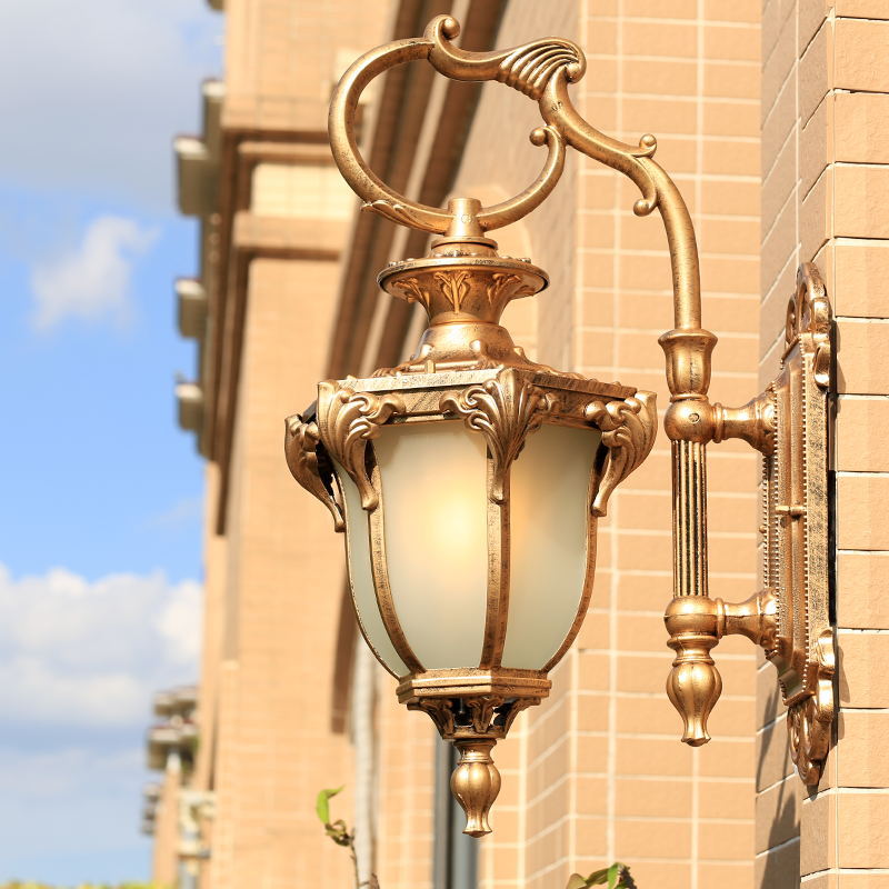 European Retro Aluminum Glass Carved Lantern 1-Light Outdoor Waterproof Wall Sconce Lamp | Kalsten