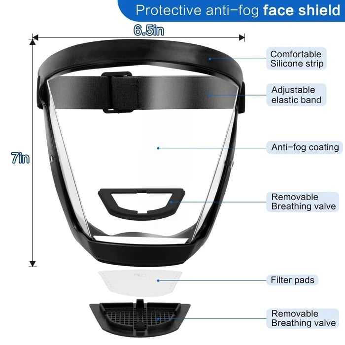 Kalsten | Full Face Protection Large Transparent Face Shield