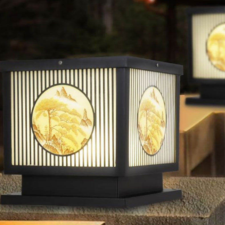 Traditional Chinese Aluminum Glass Square LED Waterproof Solar Landscape Light For Outdoor Patio | Kalsten