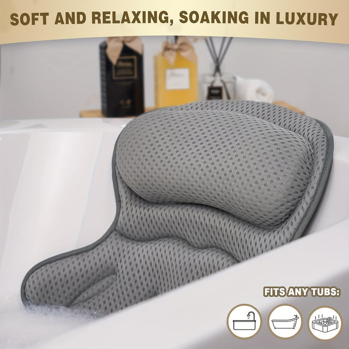 Kalsten | LuxieSpa 4D Luxe Bath Pillow - Breathable Pillow with Neck and Back Support for a Relaxing Bath
