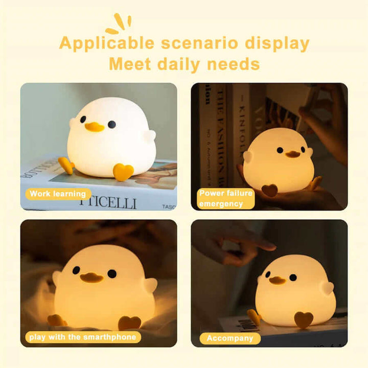 Doudou Duck Silicone Alarm Lamp Ambience Light Bedroom Bedside Lamp Usb Charging With Sleeping Night Light | Kalsten