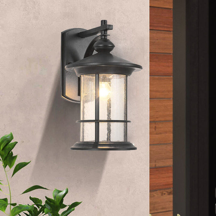 Industrial Vintage Bubble Glass Column 1-Light Outdoor Waterproof Wall Sconce Lamp | Kalsten