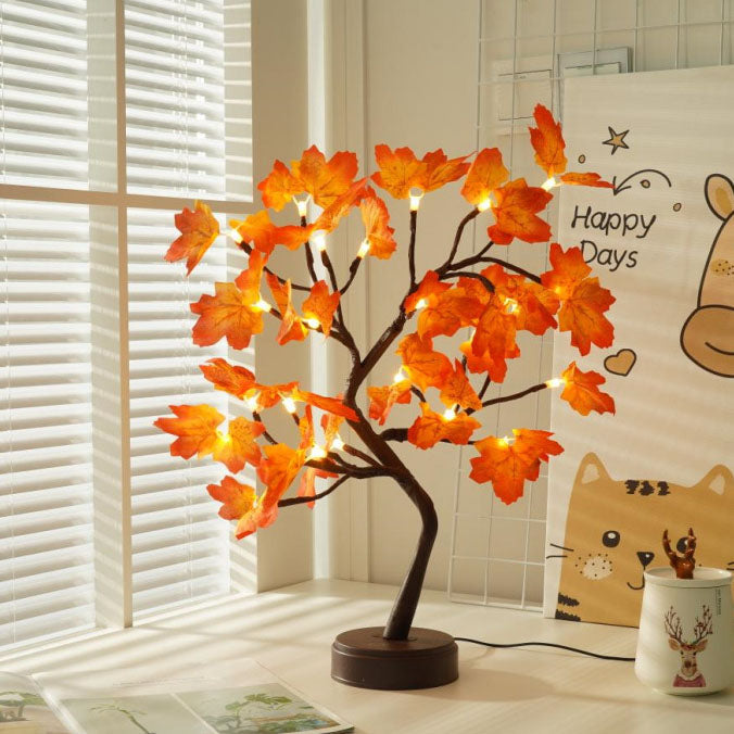 Contemporary Creative Christmas Plastic Maple Leaf Tree Lights LED Decorative Table Lamp For Bedroom | Kalsten