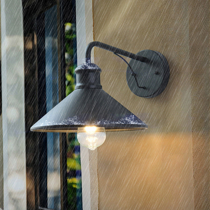 Modern Minimalist Cone Iron 1-Light Wall Sconce Lamp For Outdoor Patio | Kalsten