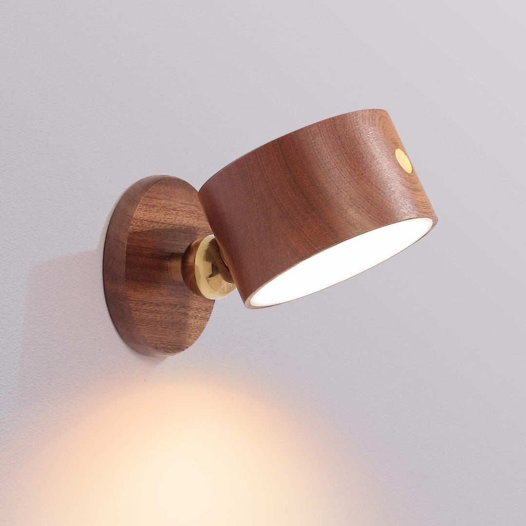 Simple wood USB rechargeable touch magnet LED night light wall sconce lamp | Kalsten