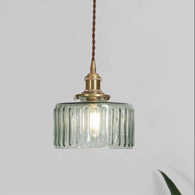 Pendant Light Glass Copper 6 in Clear Modern Hallway Living Room Bedroom LED Incandescent Fluorescent Hardwired Fixture | Kalsten