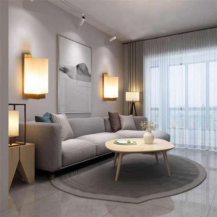 Kalsten | Modern minimalist solid wood square glass column 1-light wall sconces lamp