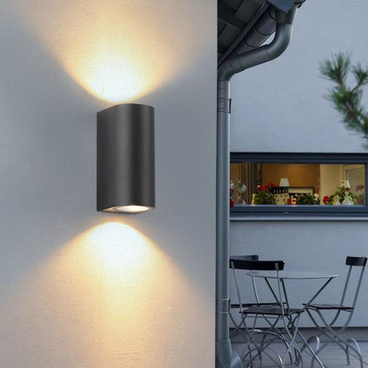 Modern Simple Outdoor Waterproof Aluminum Glass Cylinder 2-Light Wall Sconce Lamp | Kalsten